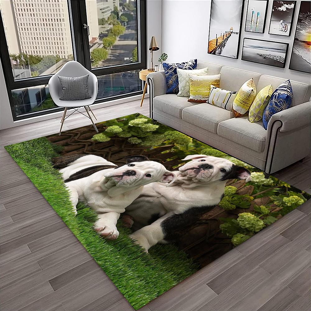 Cartoon Französisch Pit Bull Hund Haustier Teppich Teppich für Zuhause Wohnzimmer Schlafzimmer Sofa Fußmatte Dekor, Kinder Spielbereich Teppich rutschfeste Bodenmatte