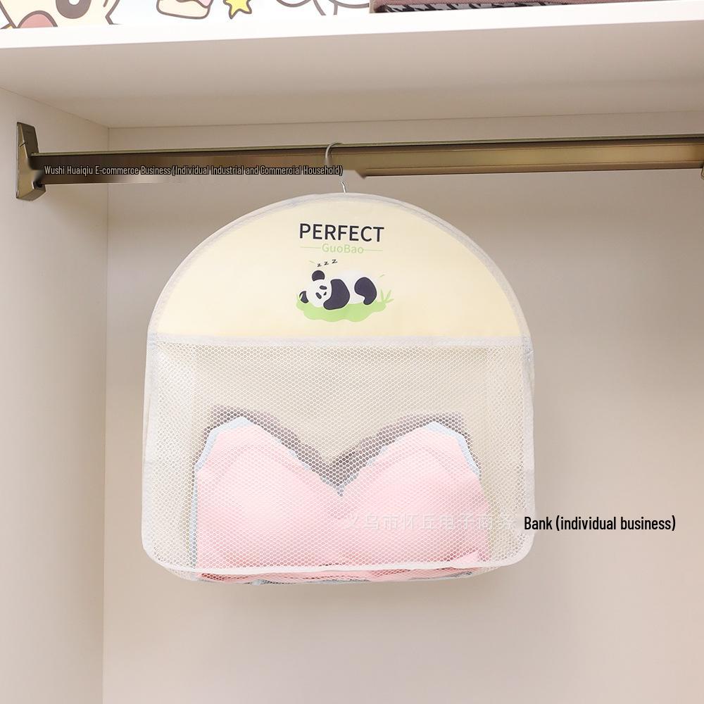 Panda Hanging Mesh Bag for Underwear and Sock Storage - Wall-Mounted Wardrobe Door Organizer