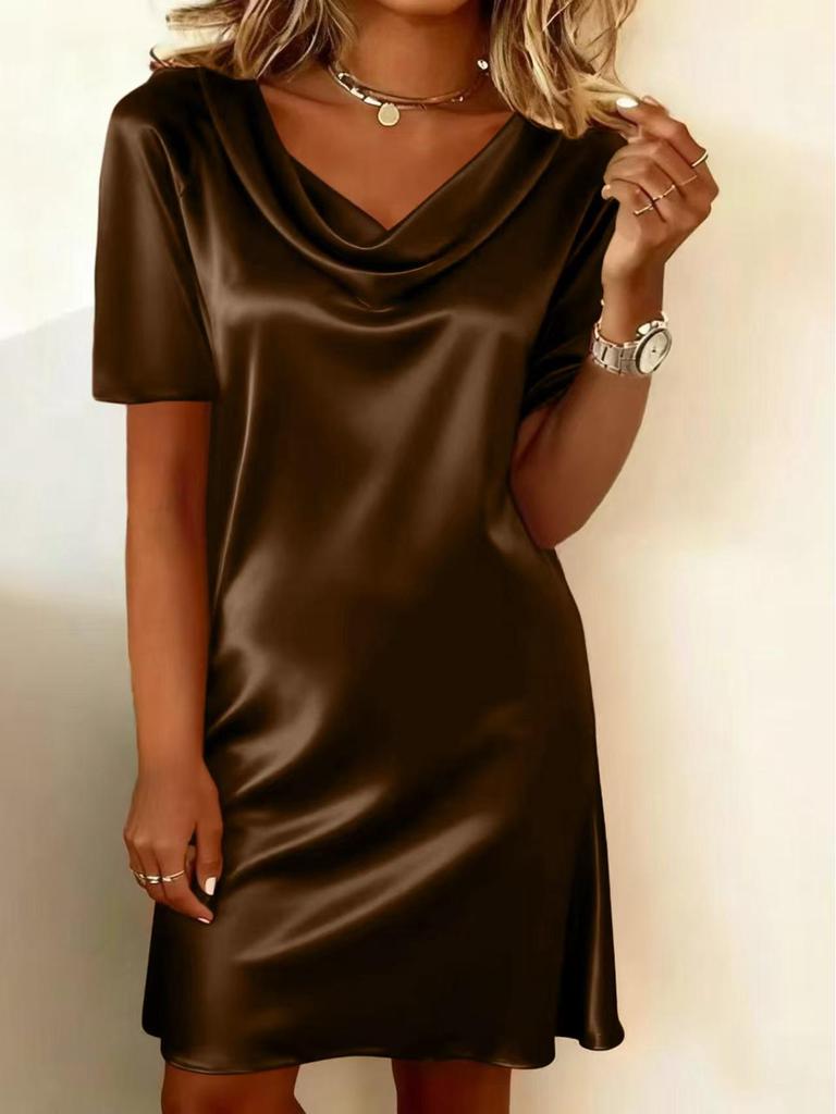 2026 Stylish European & American Satin Ruffled Nightgown