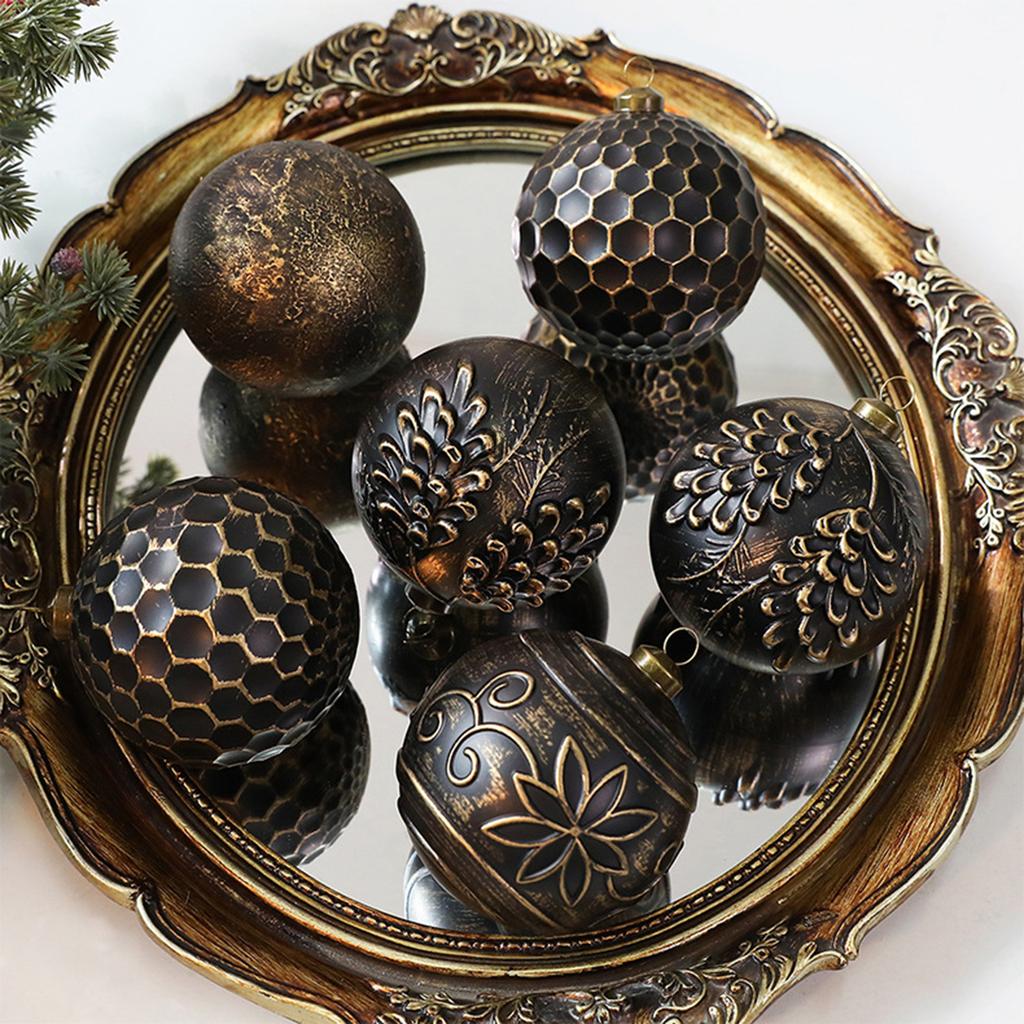 8CM Antique Christmas Ball Ornaments 12pcs, Christmas Tree Pendants Retro Christmas Ball Decorations Window Hanging Pendants