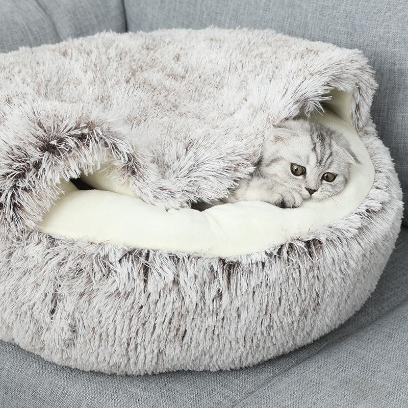 Cozy Winter Plush Pet Bed for Cats and Dogs - Deep Sleep Mat and House