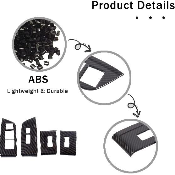 4PCS Window Lift Switch Panel Frame Cover Trim for Honda Pilot 2016-2022/ Passport 2019-2023, ABS Material Car Door Window Glasses Lifter Button