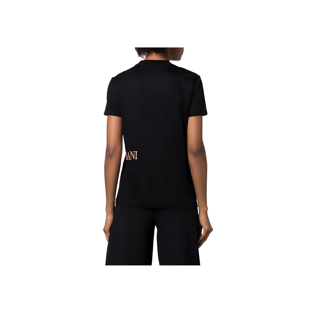 Emporio Armani FW22 Letter Logo Print Round Neck Short Sleeve T-Shirt Women T-Shirt Black 6L2T7A-2J95Z-0999
