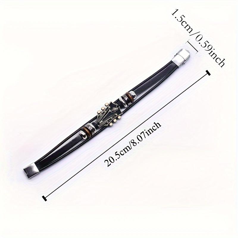 Adjustable Guitar Bracelet with Stainless Steel Clasp - Musical Lover's Accessory, Faux Leather Wristband, Zinc Alloy, Ideal Gift for Christmas