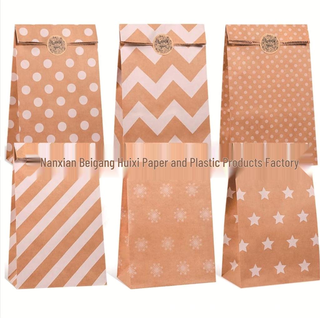 In-Stock Kraft Paper Bags - Creative Disposable Cookie and Candy Packaging for Birthdays (6 Designs)
