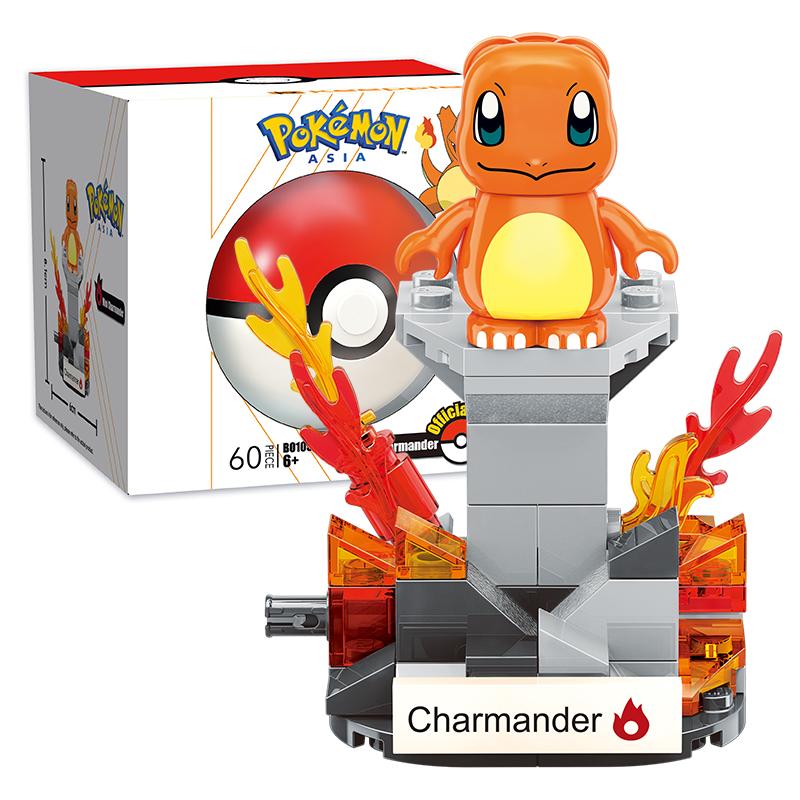 

Pokemon Mini Пикачу Автомат с призами Строительные блоки Чаризард Пикачу Сквиртл Бульбазавр Сборная модель Образовательная игрушка для детей В подарок