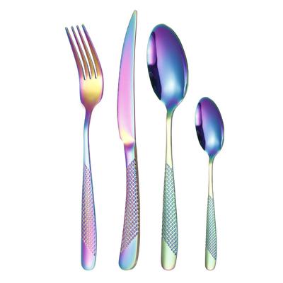Rainbow Tableware Stainless Steel Flatware Cutlery Set Dinner Fork Knife Coffee Spoon Kitchen Dinnerware Silverware Set