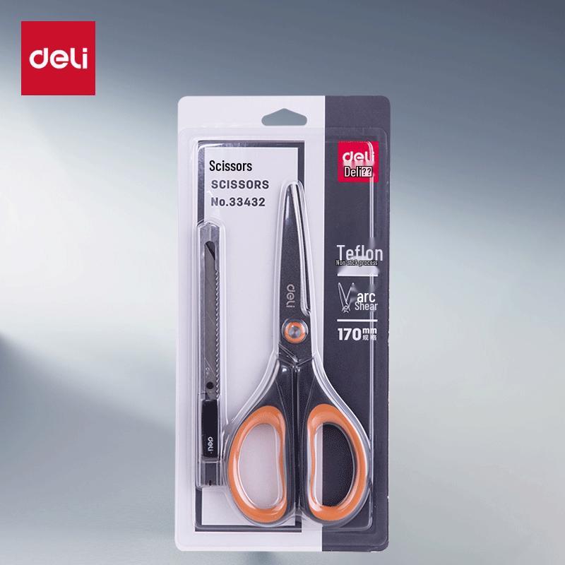Deli Teflon Anti-Adhesive Scissors & Utility Knife Set