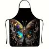 1pc Vibrant Butterfly Pattern Apron - 100% Polyester Sleeveless Kitchen Bib with Adjustable Straps