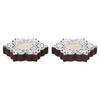 Set of 2 White Brown Wooden Floral Printing Block Decorative Tea Light Candle Holders, Diya Stands - Tea Light Holders - Christmas Diwali Decoration