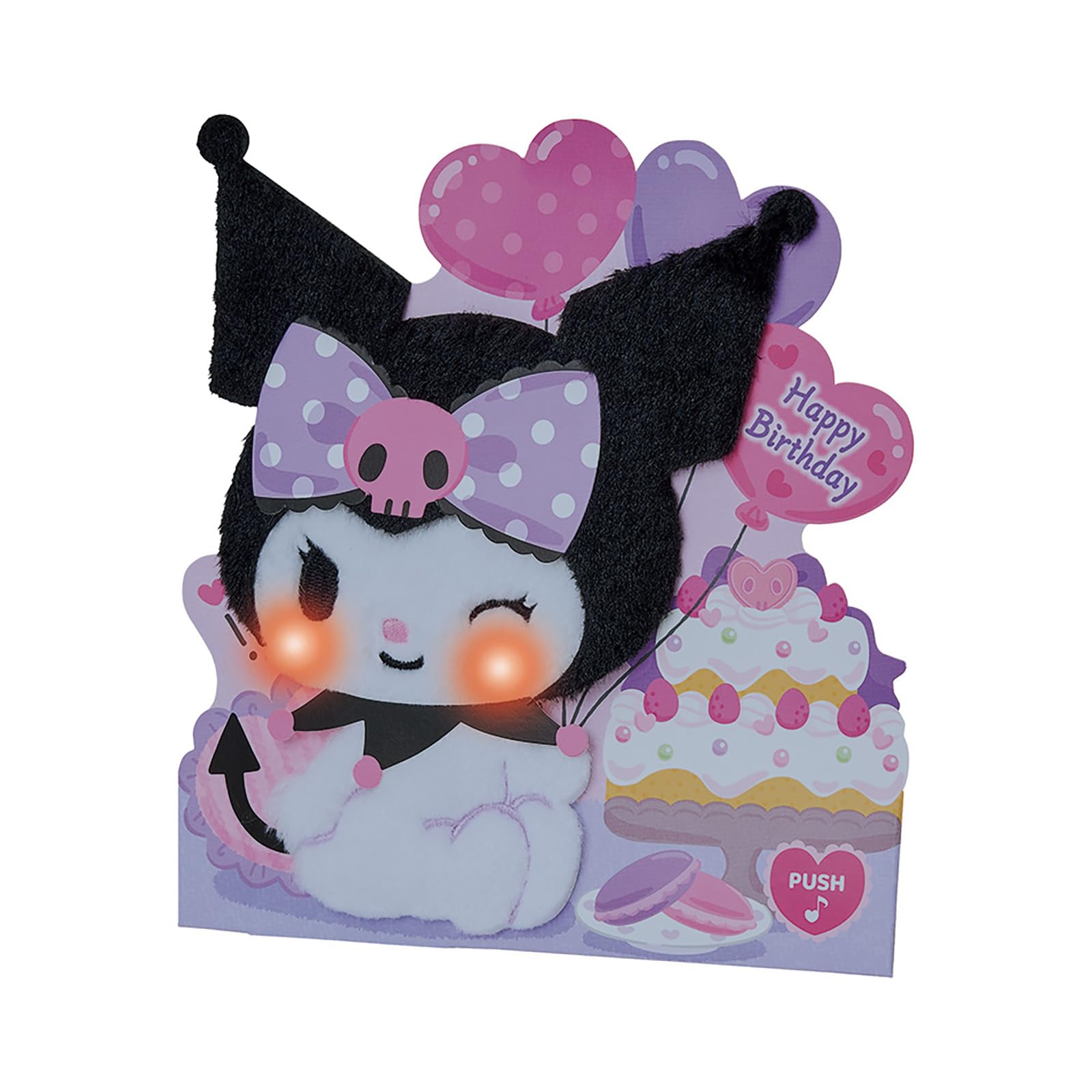 Sanrio Birthday Celebration Light Voice Kuromi Fluffy Message Card 652571 (SANRIO) & чёрный