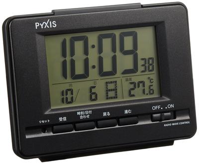Clock (Seiko Clock) Seiko Clock Alarm Clock Radio Controlled Digital Calendar Temperature Display PYXIS Pixis Black Metallic NR535K SEIKO