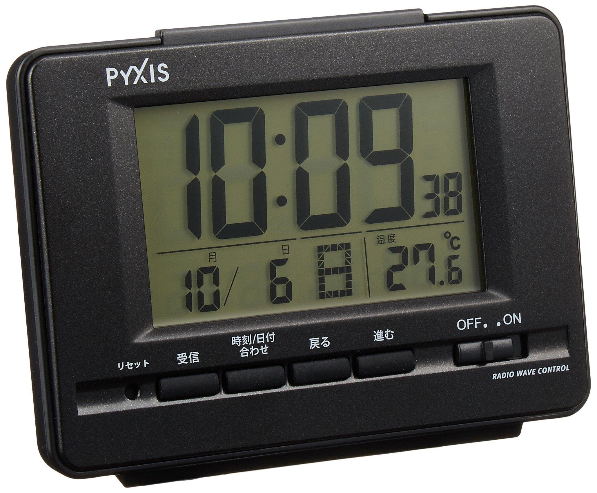 Часы Сейко (Часы Сейко) Seiko Часы Будильник Радиоуправляемые Цифровой Календарь Отображение Температуры PYXIS Pixis Черный Металлик NR535K SEIKO