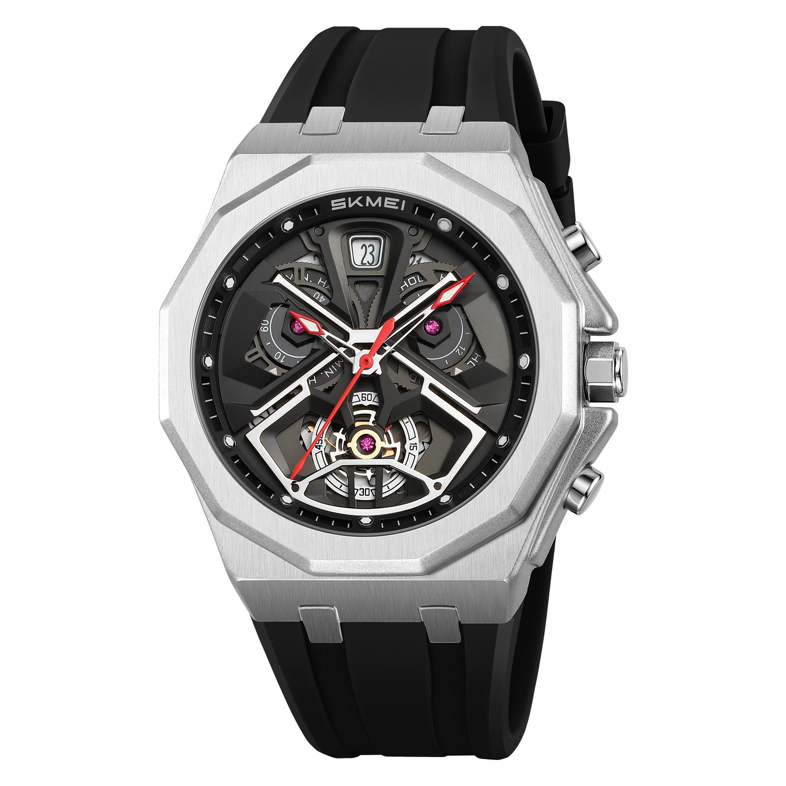 Skmei Топ Мужские Часы Звездные Войны Спортивные Хронограф Календарь Люксовые Водонепроницаемые Кварцевые Часы серебряный