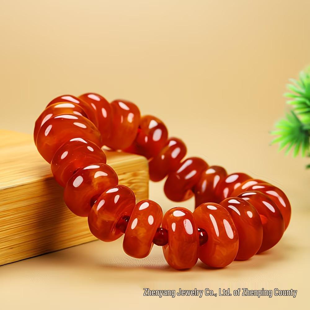 Vintage-Style Amber Beeswax Abacus Bracelet for Men & Women красный