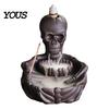 Traditional Craft Incense Burner Skeleton Burner, Backflow Waterfall Cone Holder, Gothic Skull Stick Holder for Halloween Home Decor, Meditation