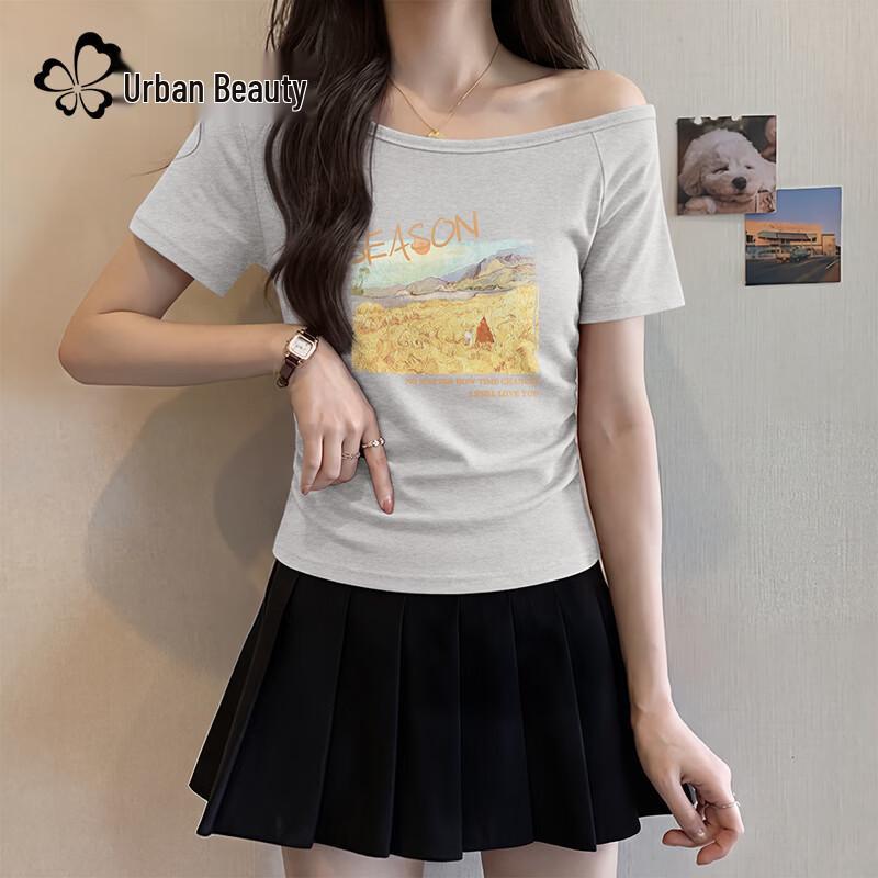 Women s 2026 Summer Asymmetrical Collar Slim Fit T-Shirt M