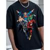 European Sizes 1pc Justice League Graphic T-Shirt - Breathable & Soft Fabric, Regular Fit Short Sleeve Tee with Iconic Superheroes Design