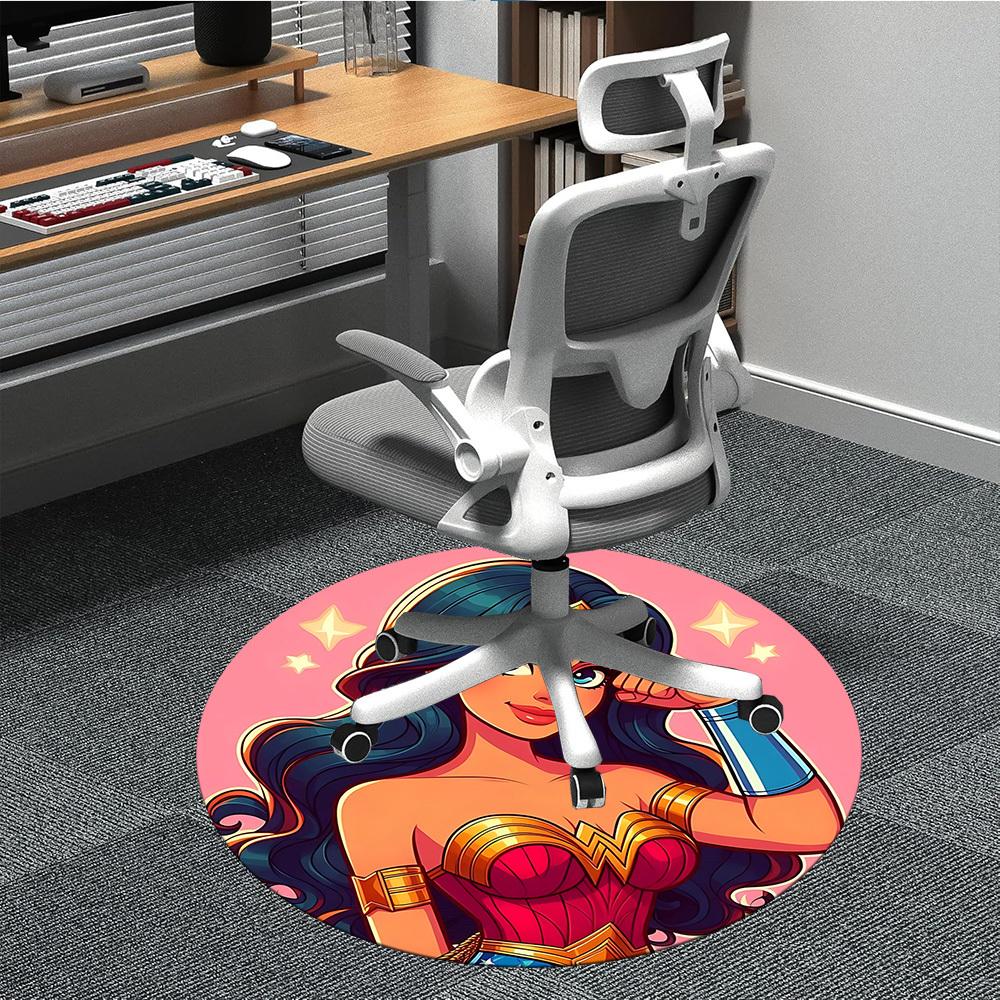 

1pc Wonder Woman, Superhero Chair Carpet for Office Non-Slip, Indoor Non-Slip Washable Carpet, Non-Shedding Mat For Office yy251030004 80cm by 80cm
