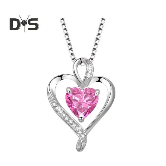 Heart Necklace Cubic Zirconia Love Heart Pendant Necklace Birthday Valentine's Day Mother's Day Jewelry Gift for Women