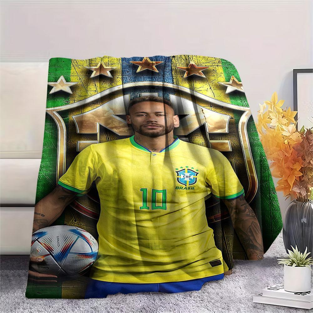 1PC Neymar Jr Patterned Flannel Blanket Suitable For All Seasons for Home Decor Warmth and Comfort Gifts Holiday Present
