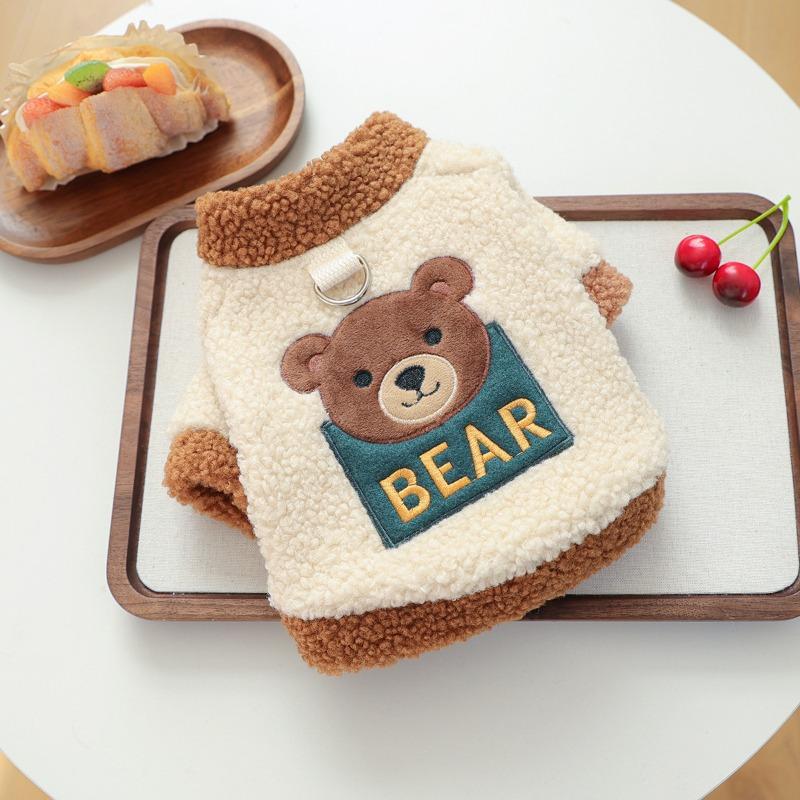 Pet clothes autumn and winter new small dogs, puppies, happy dogs and cats, warm and comfortable Dudu lamb wool vest