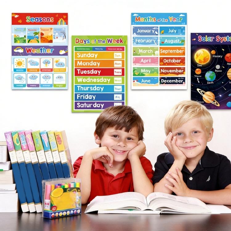 Bildungsbuchstaben Zahlen Farben Formen Poster Bunte Obst Gemüse Tier Lernposter Diagramme für Vorschulkinder