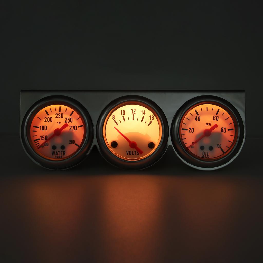 3 in 1 Triple Gauge Kit Water Temp Gauge Oil Pressure Meter Voltage With LED Light Gauge Set For Car Auto Vehicle Accessories