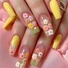 Square Press On Nails Flower Fake Nails Stick On Nails In 12 Sizes 24 Pcs French Nails Tips for DIY Nail Art Decorations