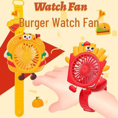 2026 New Creative Cartoon USB Rechargeable Portable Fan & Watch for Students