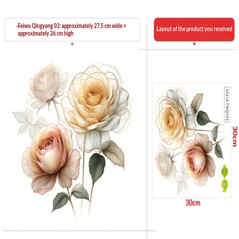 Watercolor Flower Stickers Toilet Sticker Bright Wall For Home Vinyl Car Decal Toilet Decoration