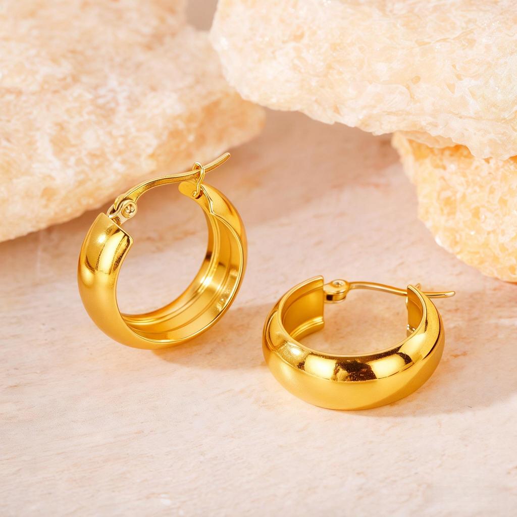 Titanium Steel Light Luxury Colorfast Hoop Earrings with High-End Feel