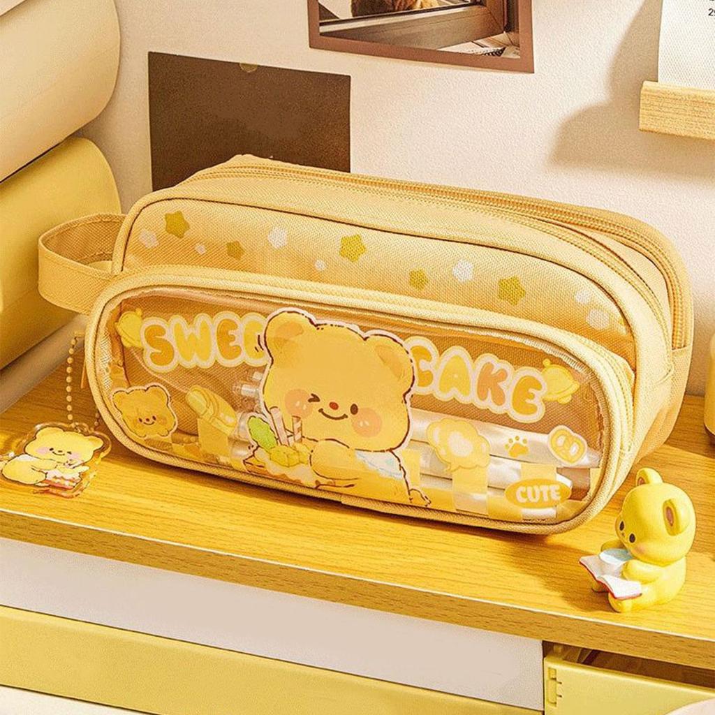 Large Capacity Pencil Case Cartoon Portable Pencil Box School Student Supplies Stationary Organizer Pen Bag Stationery Organizer