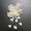 Fabric Three-dimensional Flower DIY Reusable Organza Flower Embroidered with Tassels Corsage