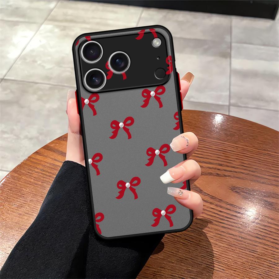 

Модный Красный Розовый Чехол с Бантом для iPhone 17 Pro Max 11 XS XR 13 Mini 14 Air 16 Plus 12 15 7 8 SE Чехол Задняя Крышка Телефона iPhone 15 Plus