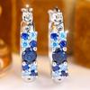 Elegant Silver Color Blue Cluster Zircon Huggie Earrings for Women Daily Wear and Party