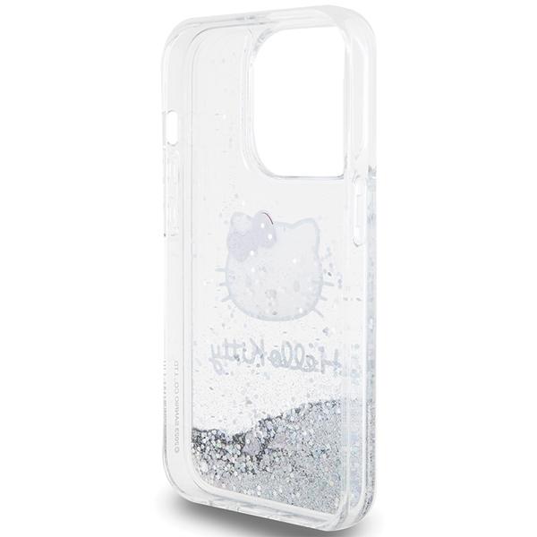 Etui do iPhone 13 Hello Kitty Liquid Glitter Charms Srebrne