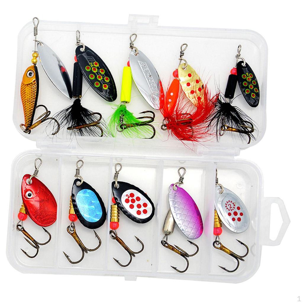 10 Pieces Fishing Lures Spinnerbait Hard Metal Inline Spinnerbaits Trout