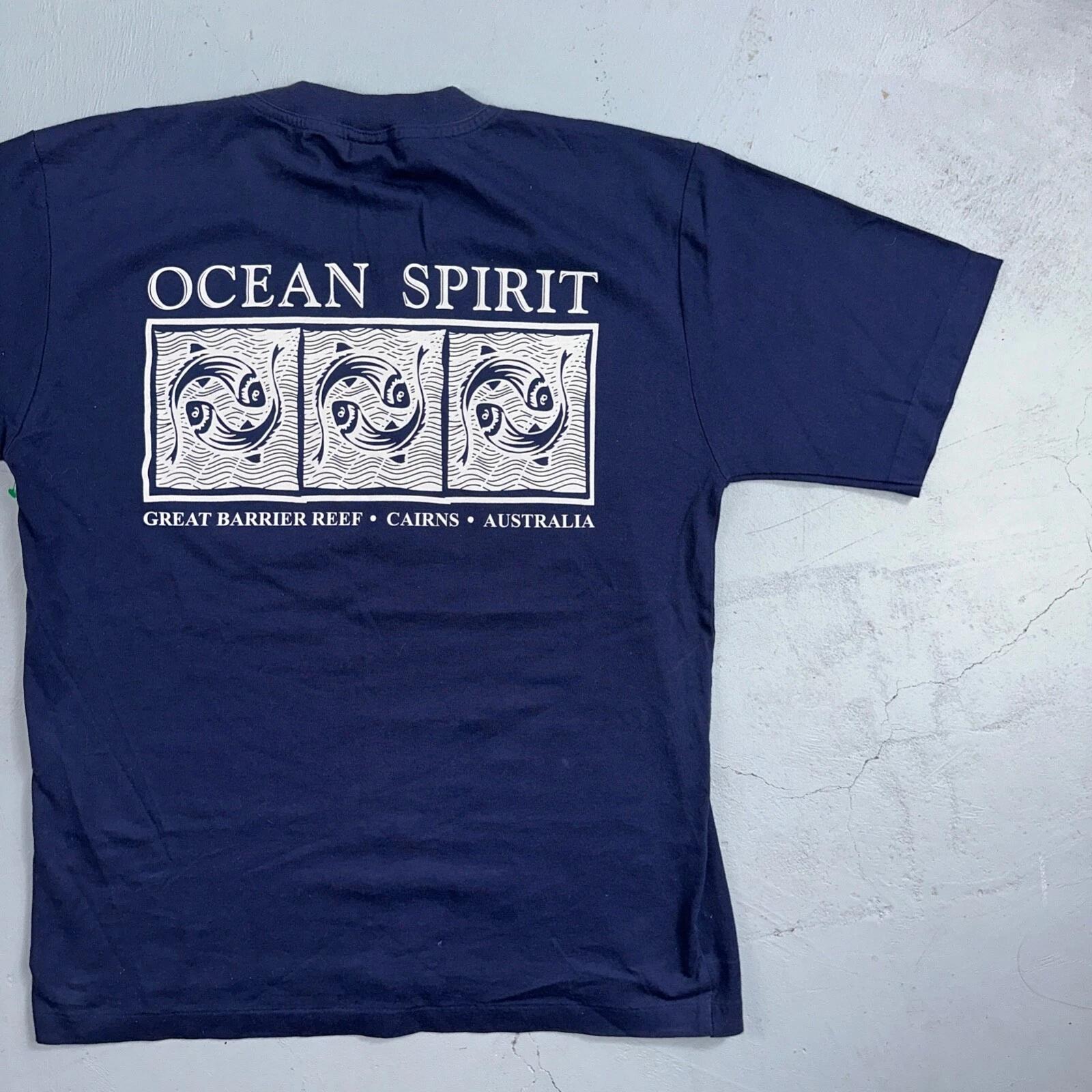 Ocean Spirit Australia VTG T Shirt Great Barrier Reef Navy 90s Medium Travel Lov XL