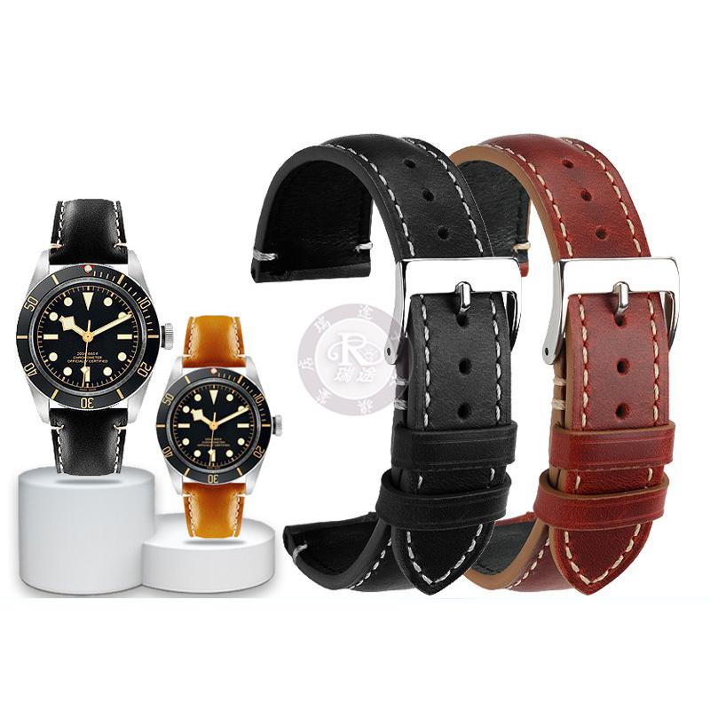 

Vintage Genuine Leather Watch Band for Tudor Qicheng Biwa Seiko No.5 Abalone Universal Style Men s Strap Watchband 20mm 22mm 20mm