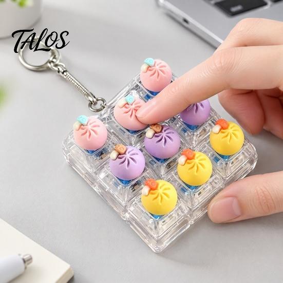 Creative Gifts for Stress Relief Dumpling Keycap Fidget Toy, Soft Squeeze Pendant with Keychain, Light Up Keychains Cute Bun Bag Charm Anxiety