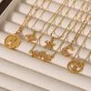 Titanium Steel Star And Moon Pendant Necklace With Stones For Womens Fashion Jewelry
