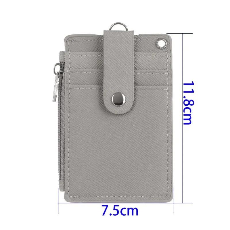 Portable Leather Business ID Card Credit Card Badge Holder Coin Purse Wallet Keychain