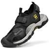 Men's Plus Size Breathable Mesh Beach Sandals, Non-Slip Outdoor Closed-Toe Velcro Shoes