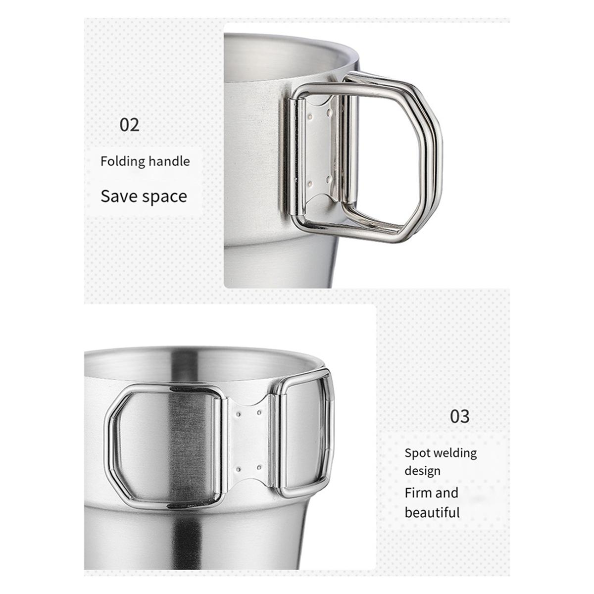 BAAU 3X Stainless Steel Cup Stackable Coffee Cup Outdoor Drinkware Water Cup Beer Mug Camping Mug for Picnic Coffee Cup NONE