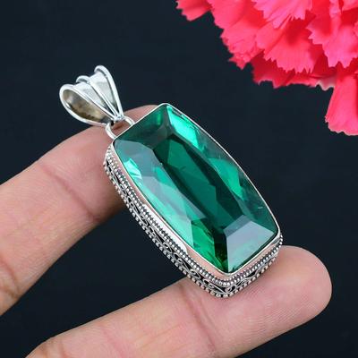 Peridot Edelstein Anheng Massivt 925 Sterlingsølv Anheng Smykker Gave For Unisex