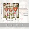 1pc Rustic Woodland Heart Shower Curtain - Vintage Polyester, Red & Green Letters, Ivy Roses,  12 Hooks, Washable, All-Season