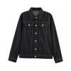 Women's Button Lapel Denim Jacket, Spring Autumn Loose Long Sleeve Casual Jean Outerwear Coat for Daily Street Wear