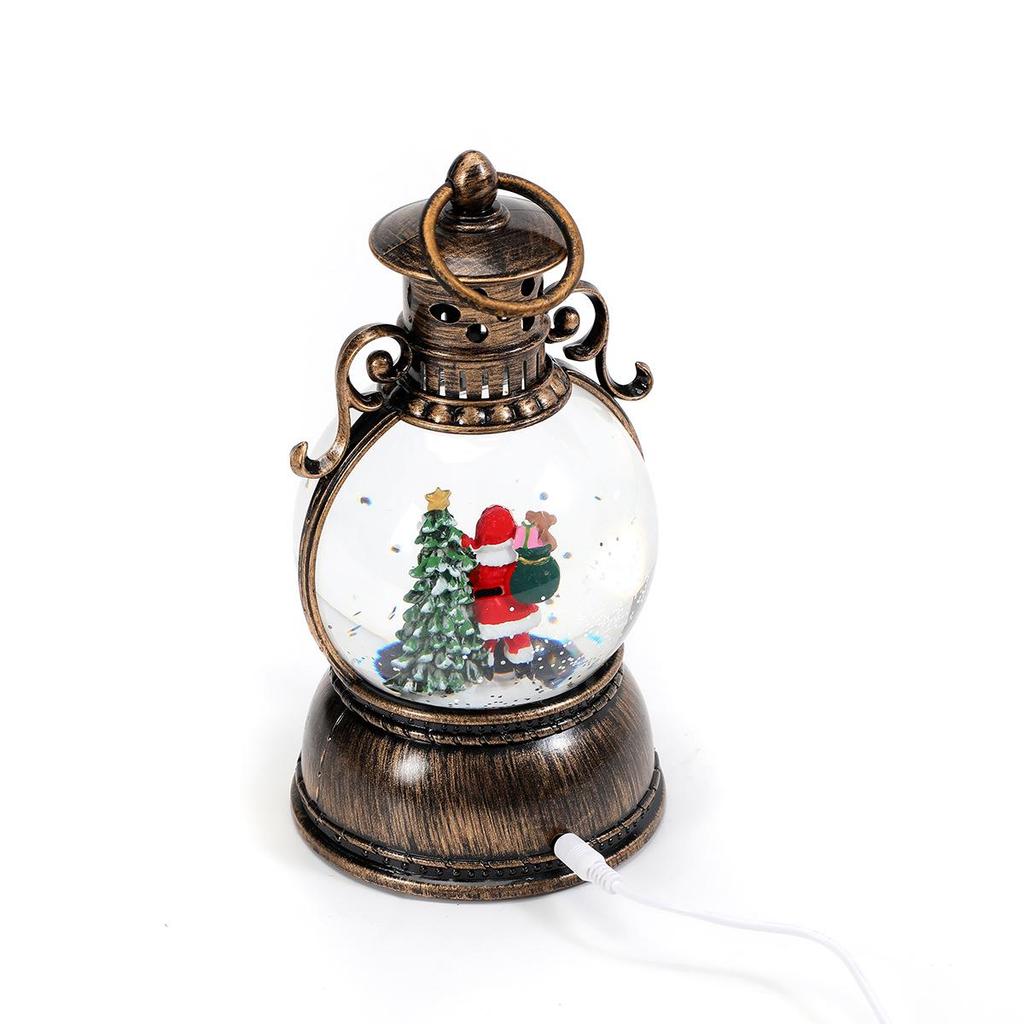 USB Concert Snow Globe Christmas Ornament - Luminous Resin Lantern with Golden Horse