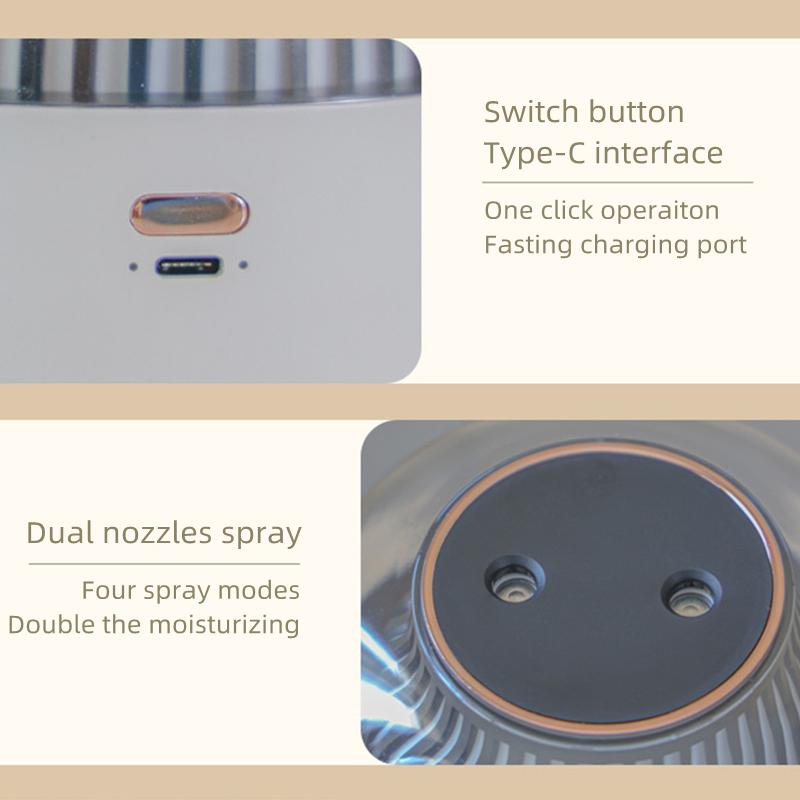 3600mah Rechargeable Battery Operated Air Humidifier 1000ml Large Capacity Dual Nozzle Heavy Fog Usb Portable Aroma Diffuser